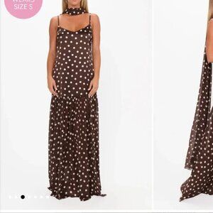 Show Me Your Mumu Dalia Maxi Dress Chocolate Brown Polka Dot